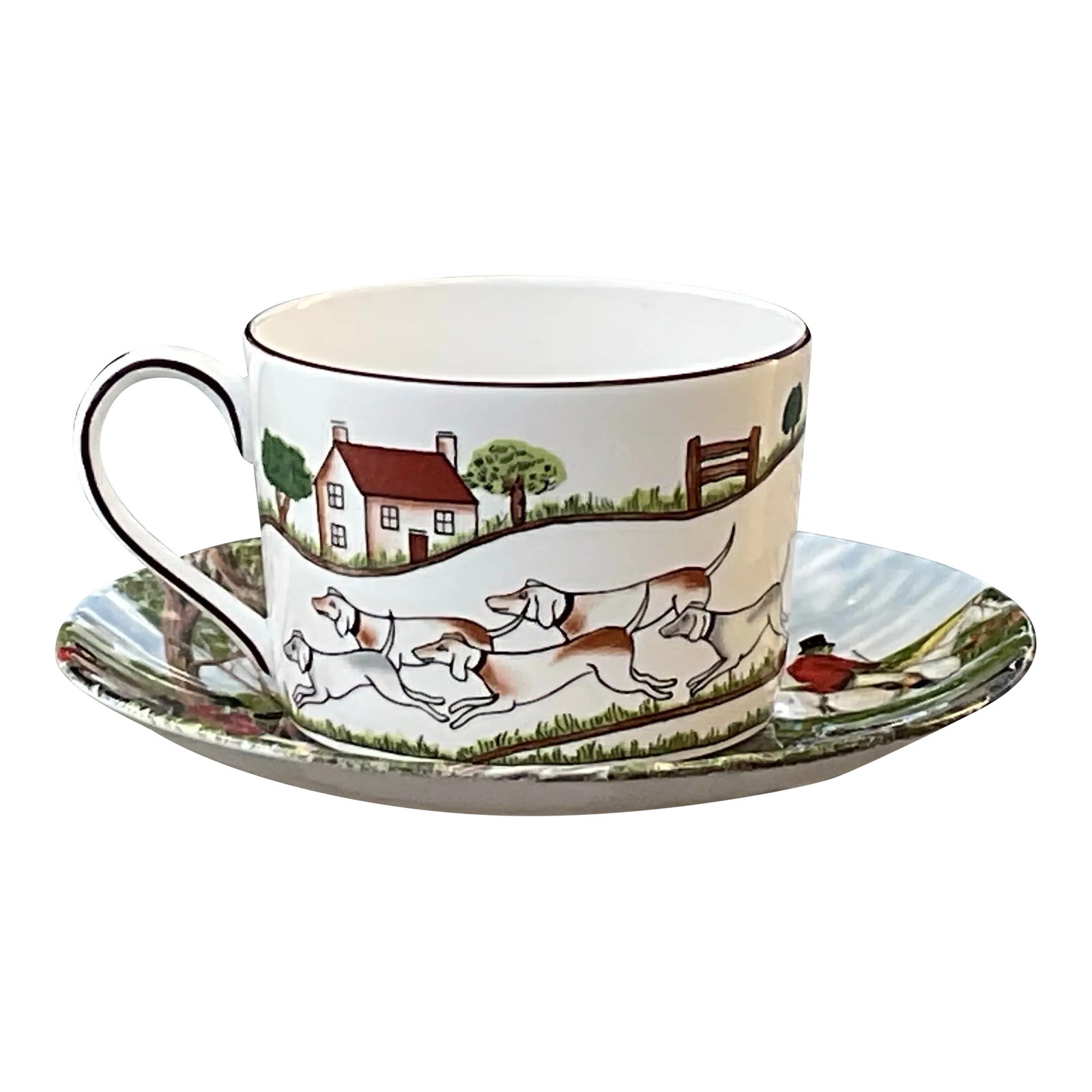 1990s Wedgwood Hunting Scenes Teacup and Saucer | Chairish