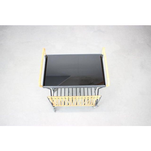 Mid-Century Rolling Magazine Rack Cart, Former Czechoslovakia, 1970s For Sale - Image 4 of 11