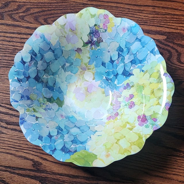 Vintage Shabby Chic Rachel Ashwell Hydrangea Flower Melamine Nesting Bowl Set -4pc For Sale - Image 4 of 8