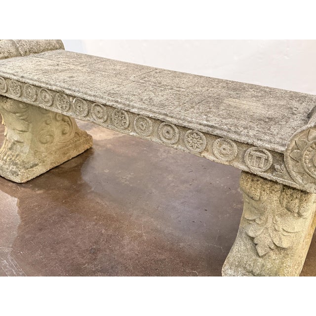 Large English Garden Stone Bench Seat in the Classical Style For Sale - Image 13 of 17
