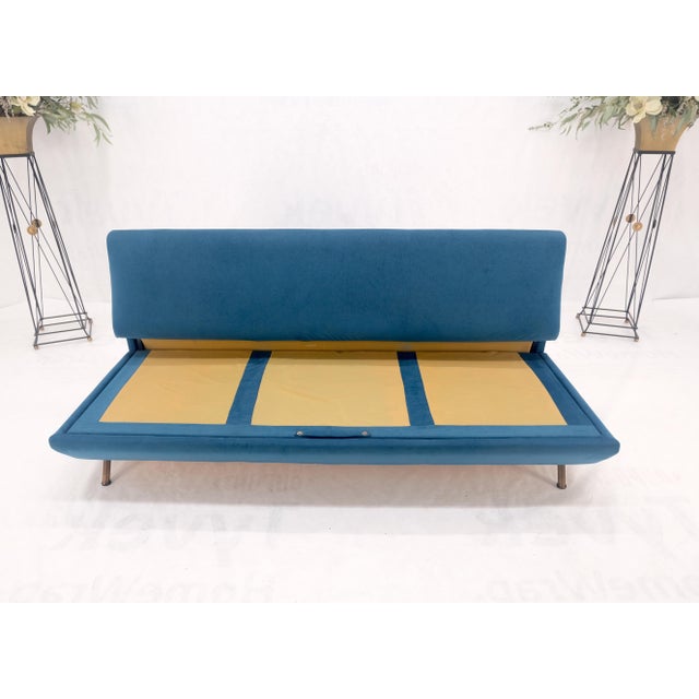 Marco Zanuso Sofa for Arflex Mid Century Italian Modern Teal Upholstery Clean! For Sale - Image 12 of 18