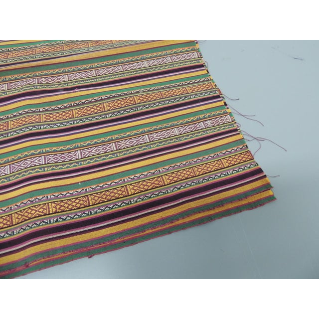 Asian Red and Yellow Woven Stripes Textile For Sale - Image 3 of 5
