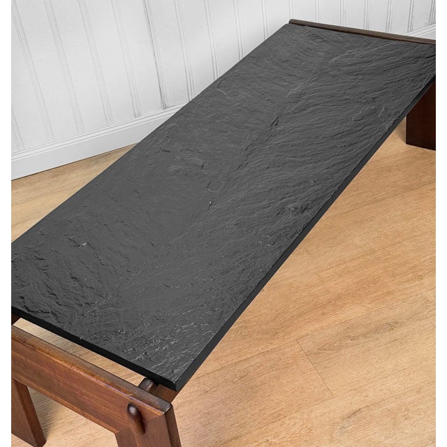 Mid-Century Adrian Pearsall Brutalist Walnut & Slate Coffee Table For Sale - Image 6 of 10