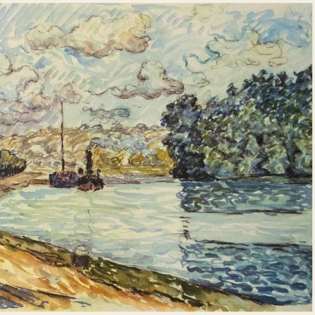 1959 After Paul Signac "Riverbank", Vintage Hungarian Full-Color Print For Sale - Image 4 of 8