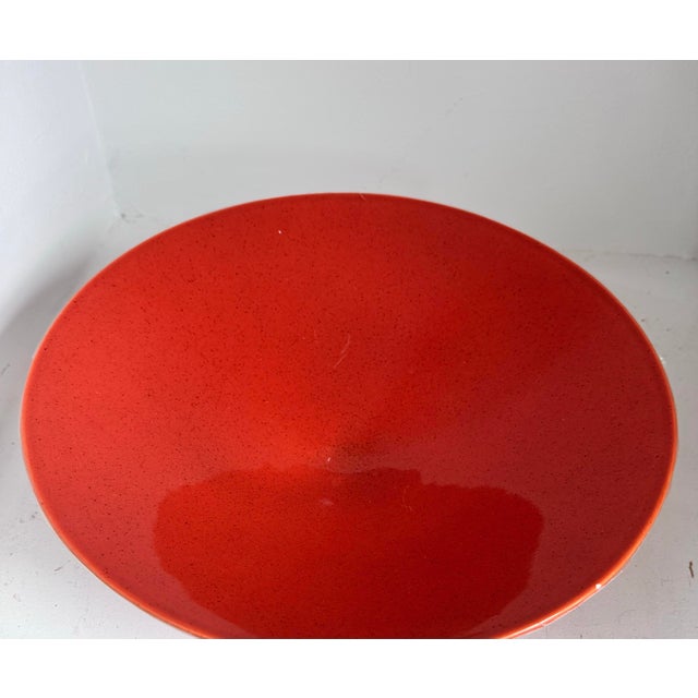 Haeger 1940s Mid-Century Modern Orange Haeger Footed Display Decor Bowl For Sale - Image 4 of 11