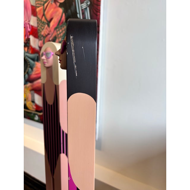 1980s Postmodern Tall Wooden Swimsuit Girls Painted Wooden Sculpture Pair by J.W. Eaton For Sale In Chicago - Image 6 of 8