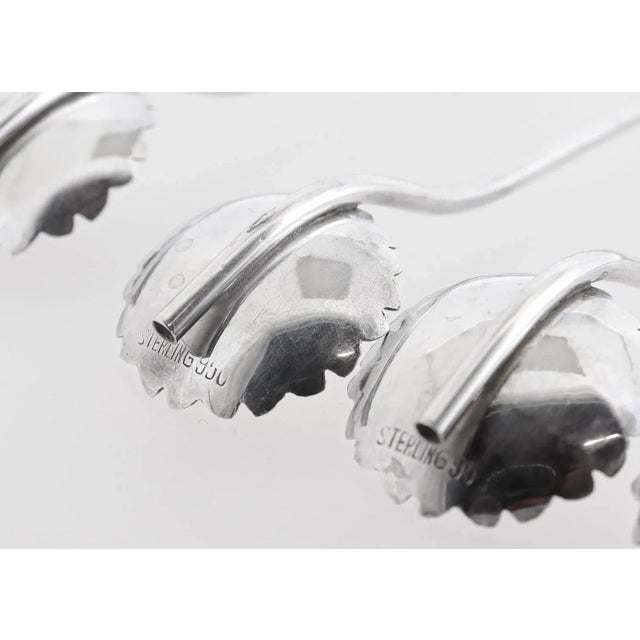 Silver 6 Japanese Sterling Silver Mid-Century Cherry Blossom Cocktail/Iced Tea Straws For Sale - Image 8 of 12