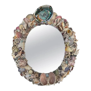 Vintage Oval Seashell Encrusted Mirror