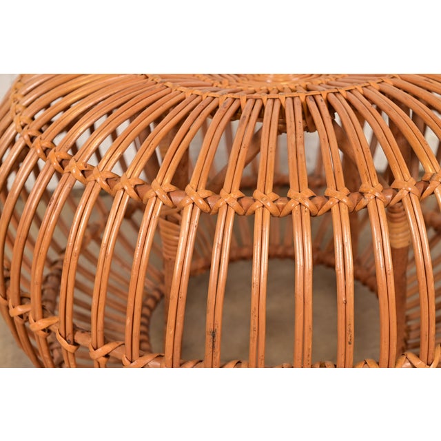 Wood Franco Albini Mid-Century Organic Modern Italian Rattan Pouf Ottoman For Sale - Image 7 of 9