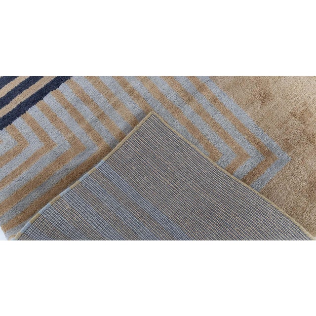 Modern Art Deco Tan Rug "Skyscape" Bauhaus Patterned Sunset Skyline For Sale - Image 9 of 9