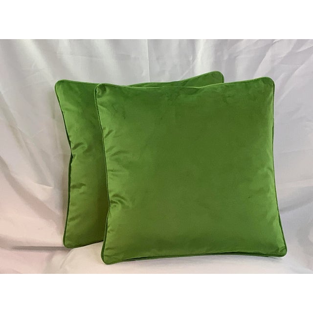 Textile Contemporary Italian Green Apple Velvet Pillows - A Pair For Sale - Image 7 of 7
