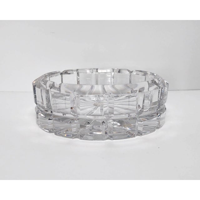 Glass 1970s Round Crystal Grid Catch Dish For Sale - Image 7 of 7