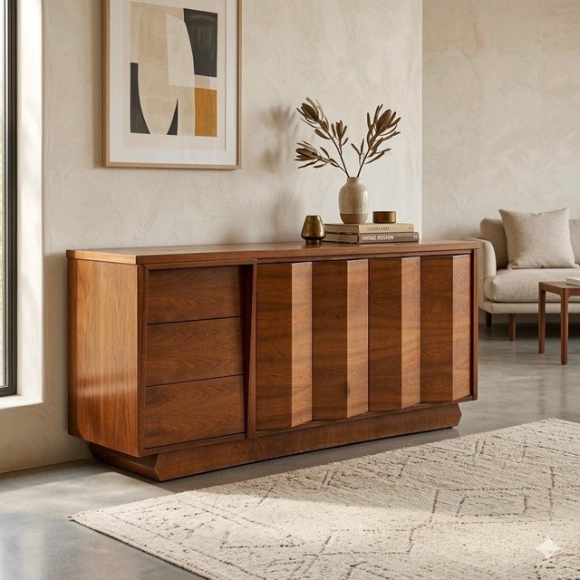 Sculptural Atomic Style Mid-Century Modern 6-Drawer Lowboy Dresser, C. 1960s For Sale - Image 4 of 11