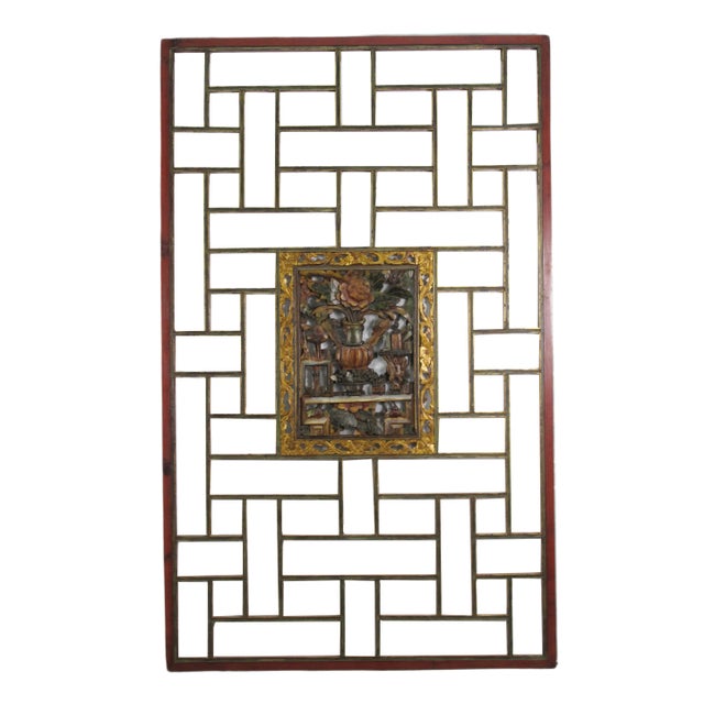 Wood Early 20th Century Ceiling Wedding Panel With Plants For Sale - Image 7 of 7