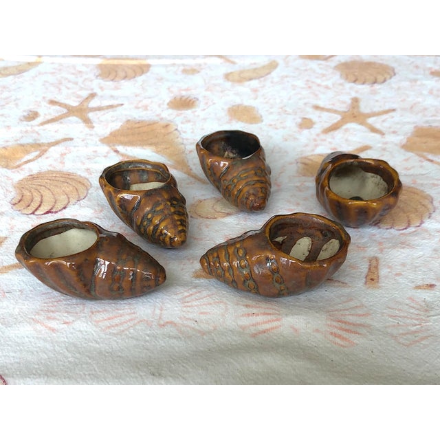 Ceramic Ceramic Seashell Tea Light Candle Holder - Set of 5 For Sale - Image 7 of 13