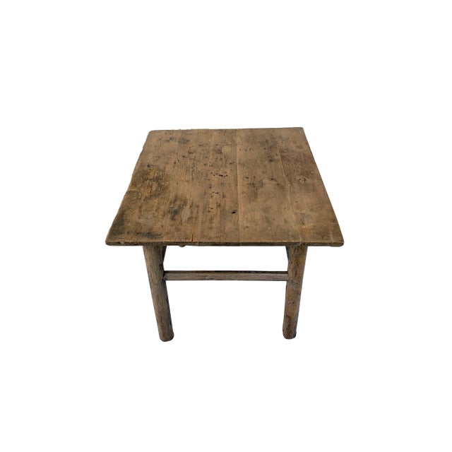 Rustic Antique Wood Side Table For Sale In Los Angeles - Image 6 of 9