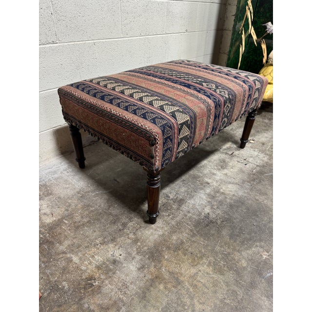 Boho Chic Vintage Boho Custom Kilim Ottoman For Sale - Image 3 of 9