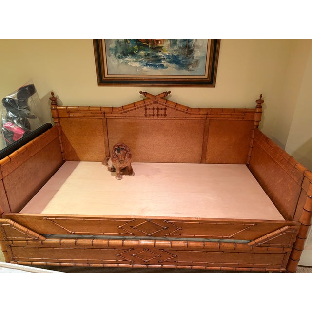Antique Reimagined 2 Colonial Style Twin Beds to Trundle Bed, Bamboo and Cane For Sale - Image 9 of 11