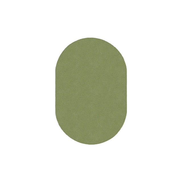 Light Green Oval Plain Rug from Marqqa For Sale
