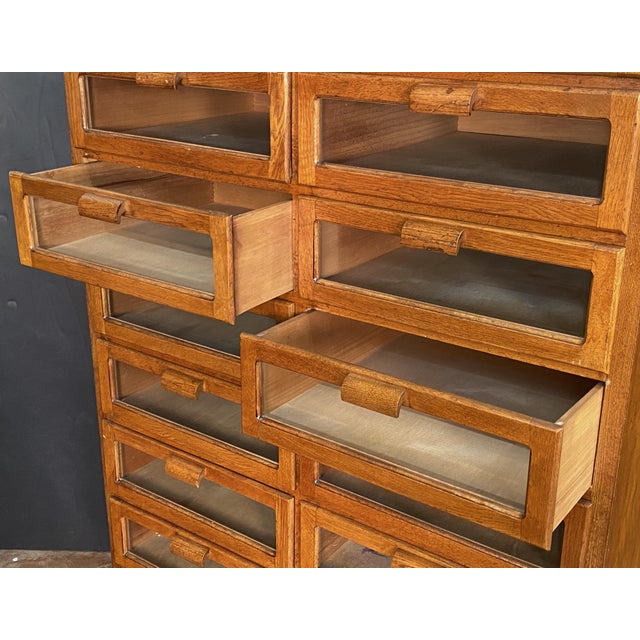 Double Haberdasher's Cabinet With Glass-Fronted Drawers From England For Sale - Image 10 of 12