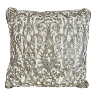 Turkish Ottoman Revival Decorative Pillow with Silver Embroidery, 1990 For Sale