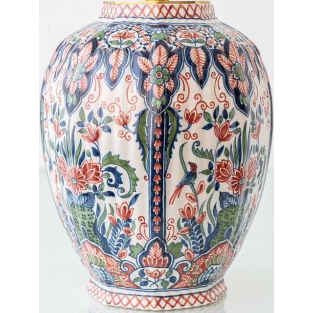 Delft Polychrome Ceramic Table Lamp from Royal Tichelaar Makkum, 1940s For Sale - Image 4 of 15