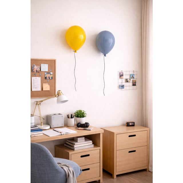 Contemporary Contemporary Handmade Blue Dawn Glossy Ceramic Balloon Sculpture by ArtArsouf - Medium Size For Sale - Image 3 of 13