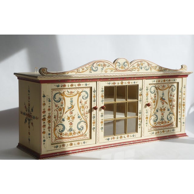 Vintage Folk Art Hindeloopen Dutch Display Cabinet with Glass Door, 1950s For Sale - Image 14 of 14