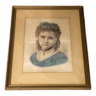 Americana Currier and Ives the German Beauty. Hand Colored Lithograph. 1850-1870 For Sale