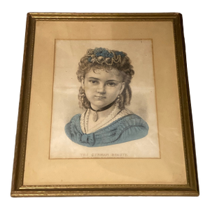 Americana Currier and Ives the German Beauty. Hand Colored Lithograph. 1850-1870