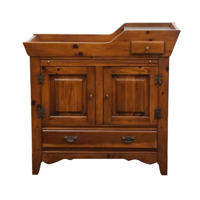 French Country Link Taylor Pilgrim Pine Collection Rustic Country French 40" Dry Sink Server 1515 For Sale - Image 3 of 16