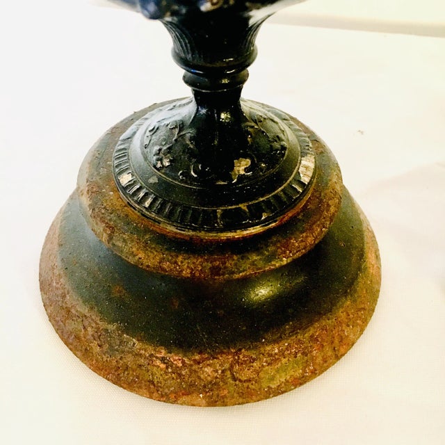 Metal 19th Century Antique Victorian Iron Urns-a Pair For Sale - Image 7 of 10