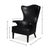 Black High Back Leather Wing Chair For Sale - Image 10 of 10