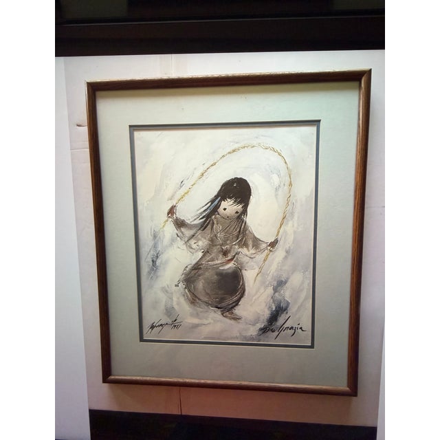 1970s 1970s Ted DeGrazia “Jump Rope” Signed Limited Edition Lithograph 1/11 Framed 18x22 For Sale - Image 5 of 6