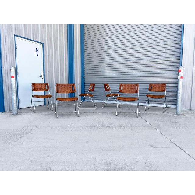 Chrome Craft 1970s Mid Century Chrome and Leather Dining Chairs by Chromecraft For Sale - Image 4 of 13