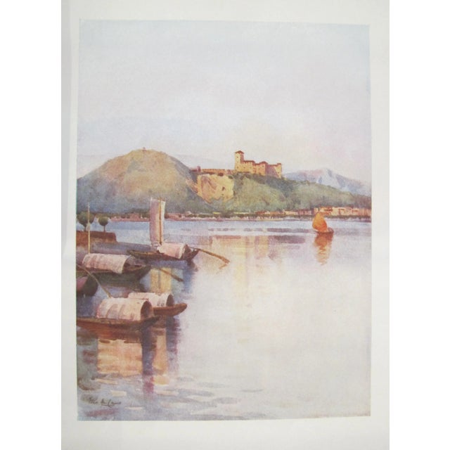 Art Nouveau 1905 Original Italian Print - Italian Travel Colour Plate - Angera, Lago Maggiore For Sale - Image 3 of 3