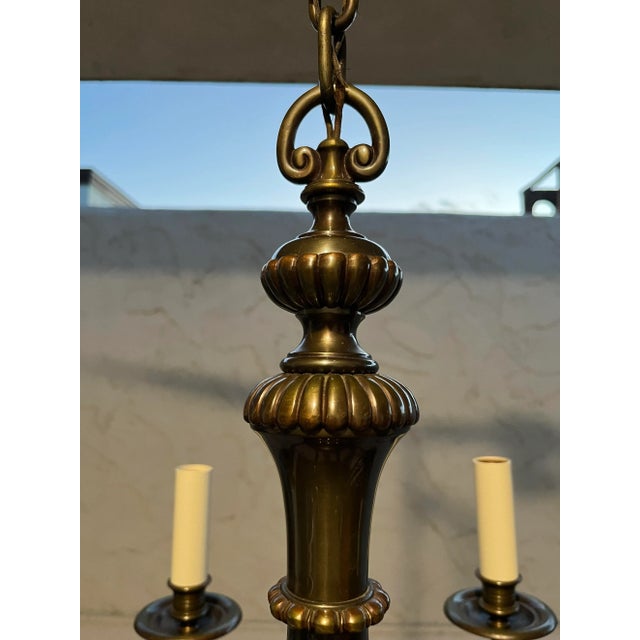 French Art Deco 6-Light Bronze Chandelier Circa 1900s For Sale - Image 11 of 12
