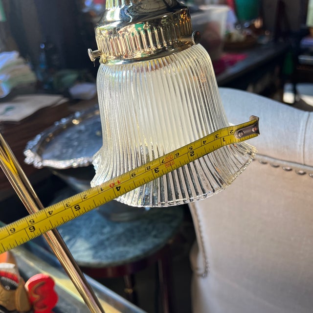 1970s Brass Tulip Style Lamp With Glass Shade For Sale - Image 9 of 12