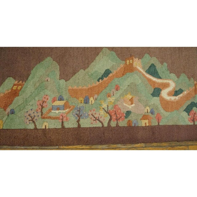 1920s Taupe Solid Field Undulating Landscape Antique Chinese Art Deco Carpet Rug For Sale - Image 9 of 10