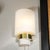 1980s Pair of Mid-Century Modernist Minimal Frosted Glass & Brass Sconces For Sale - Image 5 of 13