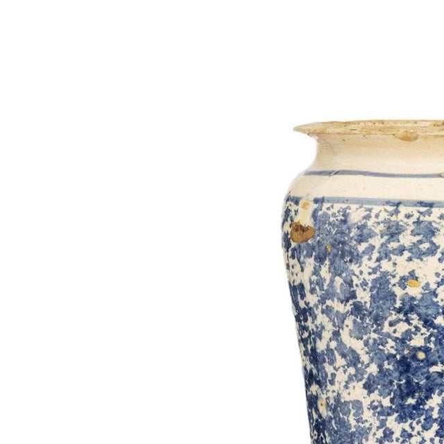 Earthenware - Spanish earthenware mango - 18th century. Spanish; 18th/19th century; decoration in shades of blue with...