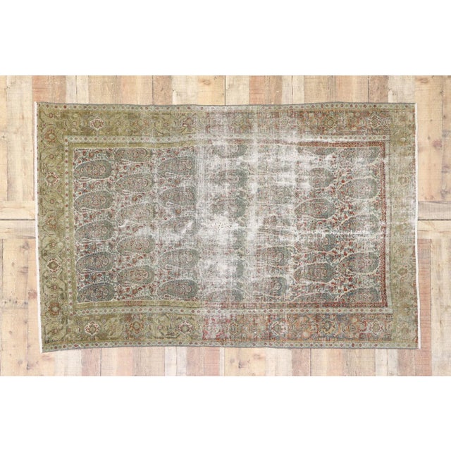 Cerulean Antique Persian Senneh Rug - 04'01 X 06'04 For Sale - Image 8 of 9
