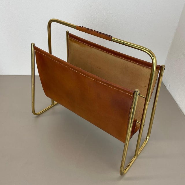 Brass and Leather Model 274 Magazine Holder from Carl Auböck, Austria, 1950s For Sale - Image 6 of 18