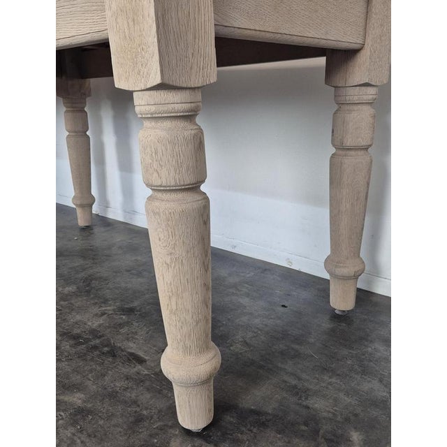 Wood Large Stripped Community Table with 6 Turned Legs For Sale - Image 7 of 8