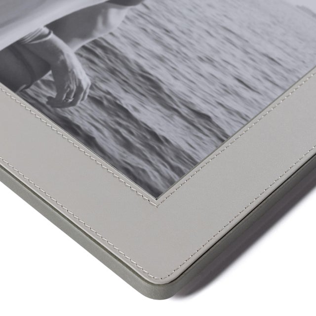 Contemporary Nappa Leather Photo Frame, Gray & Sage- 5" x 7" For Sale - Image 3 of 5