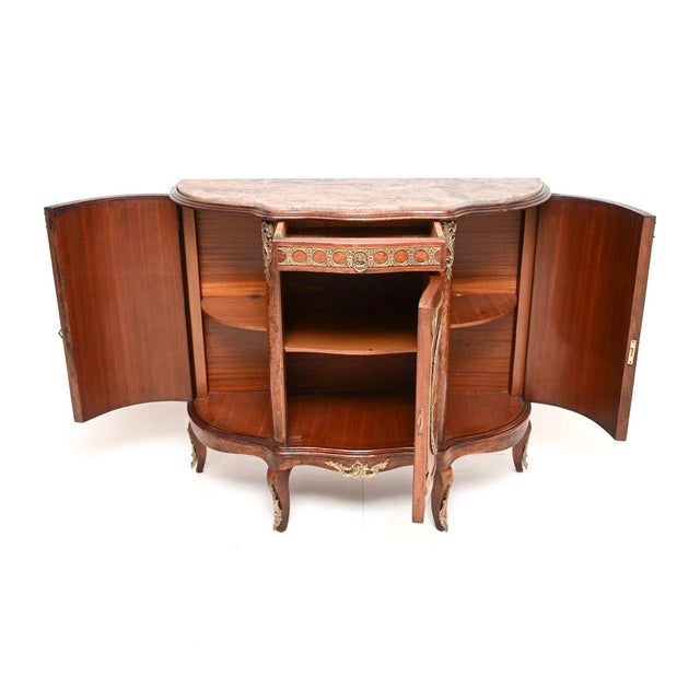 Antique French Marble Top Painted Cabinet, 1920s For Sale - Image 3 of 15