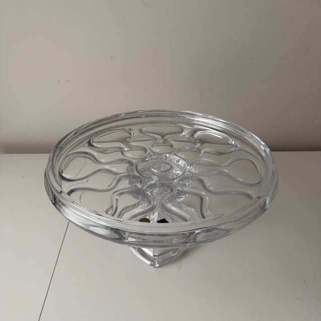 1980s Optic Bohemian Crystal Cake Stand For Sale In Charleston - Image 6 of 7