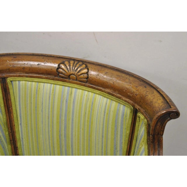 Antique Italian Regency Distress Carved Walnut Barrel Back Club Arm Chair, Pair For Sale In Philadelphia - Image 6 of 11