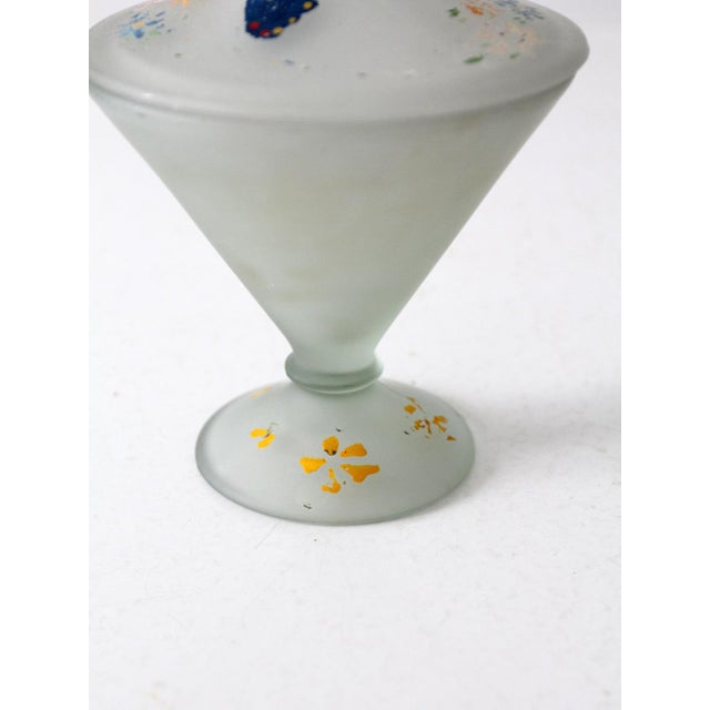 Vintage Hand-Painted Satin Glass Covered Candy Dish For Sale - Image 4 of 8