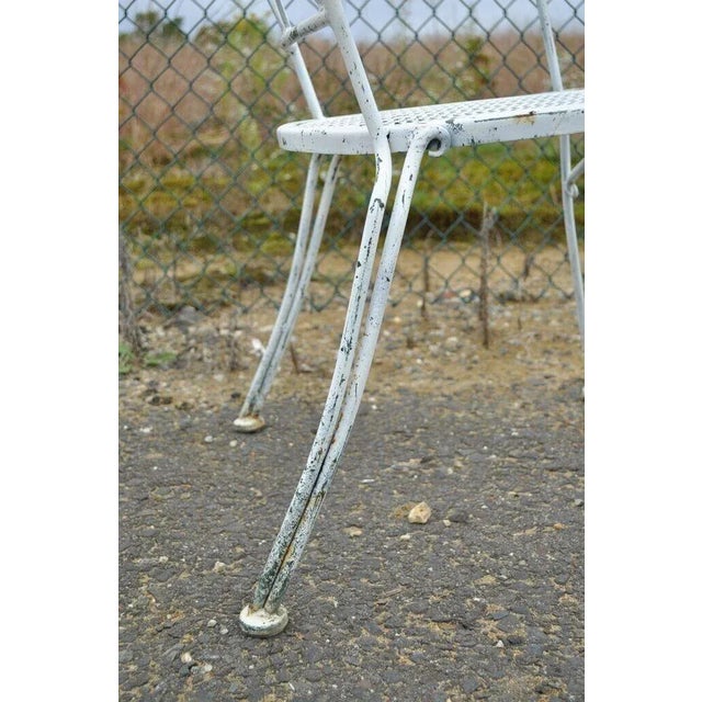 Vintage Wrought Iron Salterini Style Garden Patio Dining Table & 4 Chairs, Attributed For Sale - Image 9 of 12